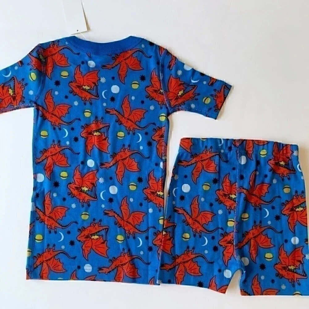 NWT Hanna Andersson Space Dragons Boys Short John Pajama Set 2T 3T